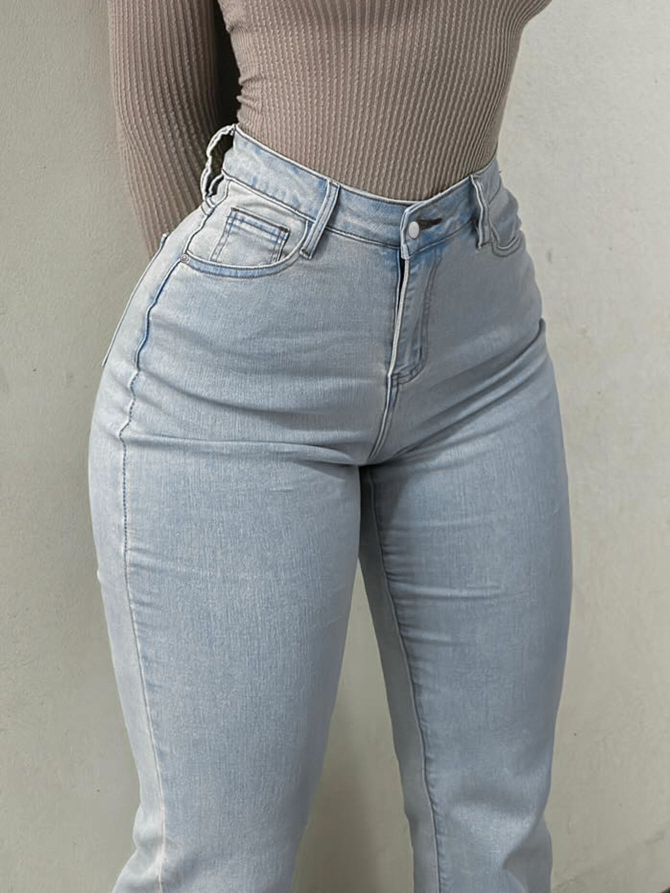 Light Blue High Waist Stretch Flare Jeans