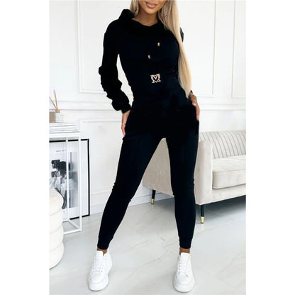 Women's Cinch Waist Hoodie Jogger 2pc Lounge Set