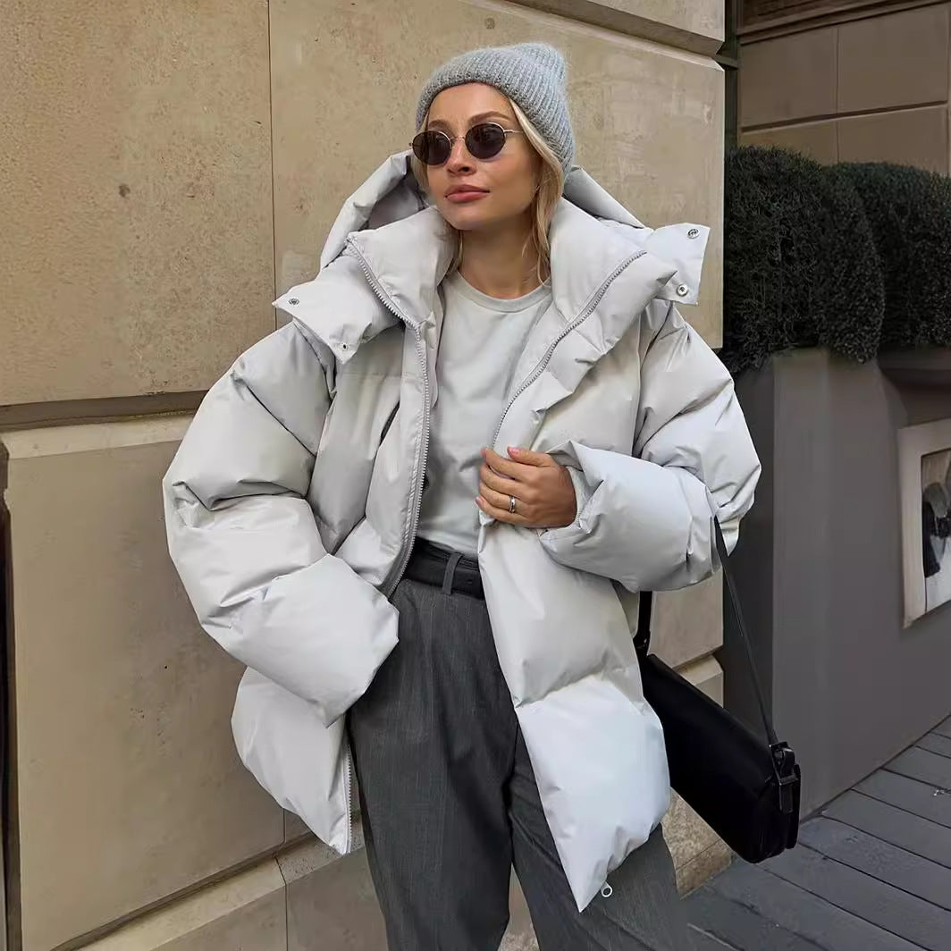 Women's Oversized Cropped Puffer Jacket Thick Winter Coat
