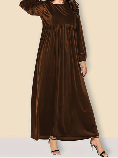 Velvet Maxi Dress Long Sleeve Flowy Casual Elegant