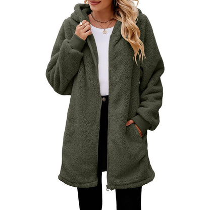 Women's Oversized Sherpa Zip Up Hooded Jacket