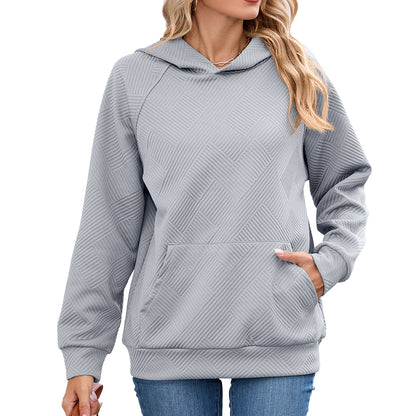 Women's Oversized Textured Hoodie Pullover with Pocket