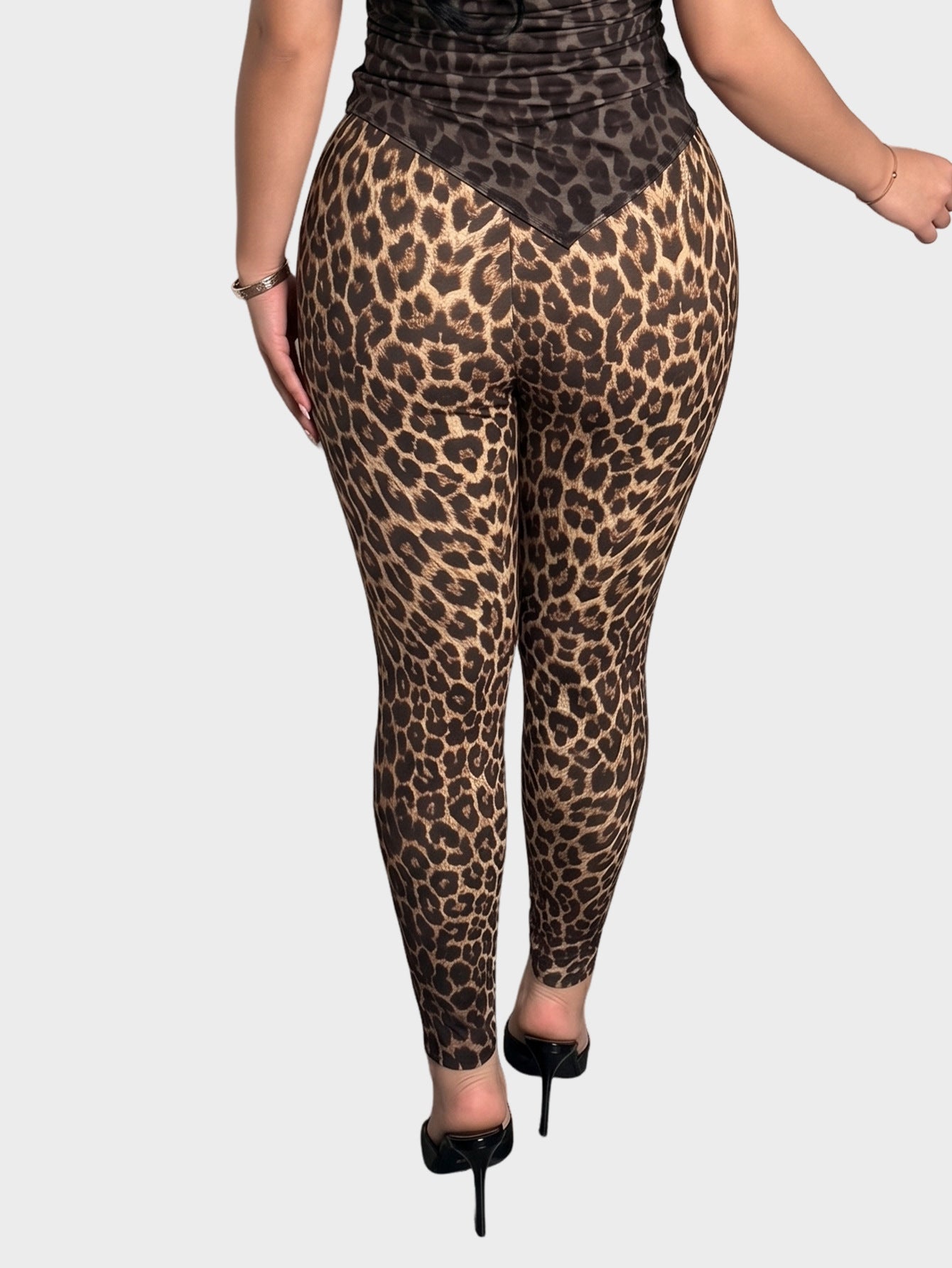Plus Size Leopard Print High Waist Stretch Leggings