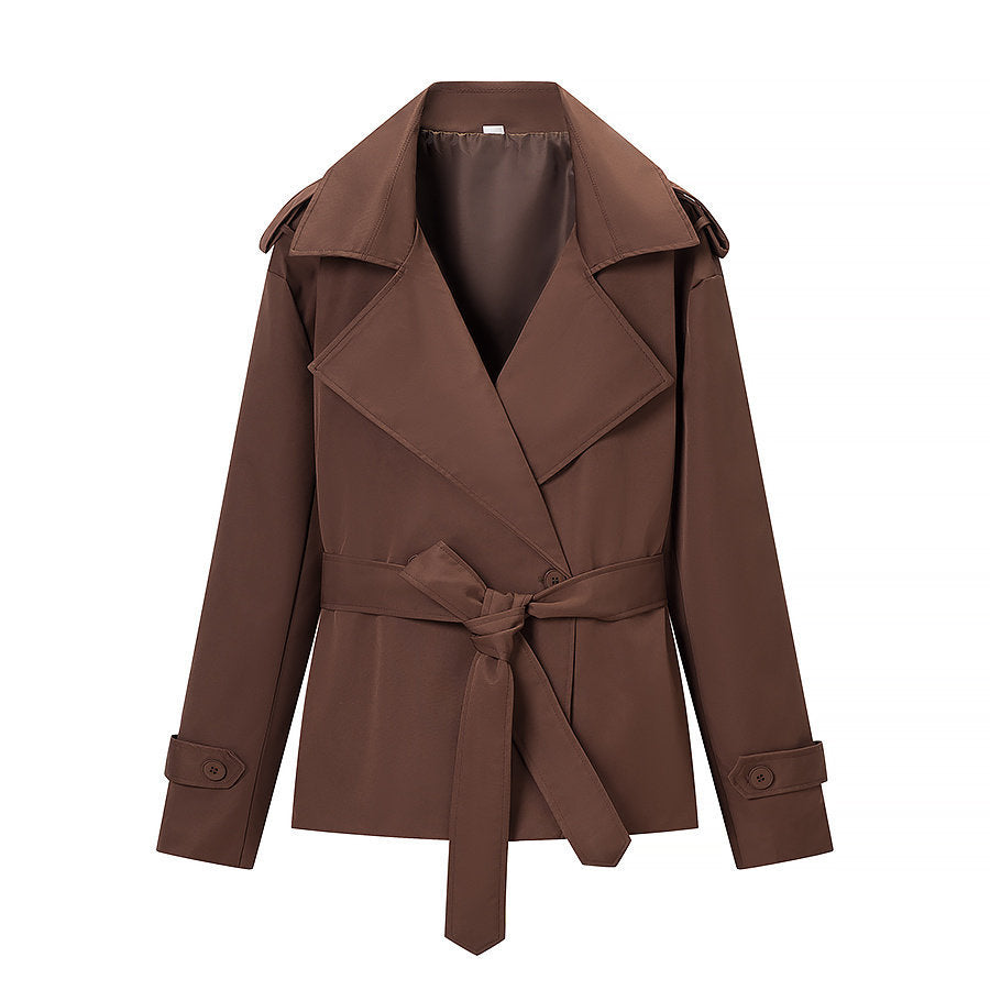 Women's Belted Cropped Lapel Jacket Blazer