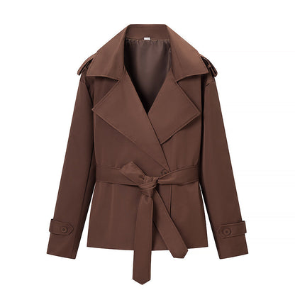 Women's Belted Cropped Lapel Jacket Blazer