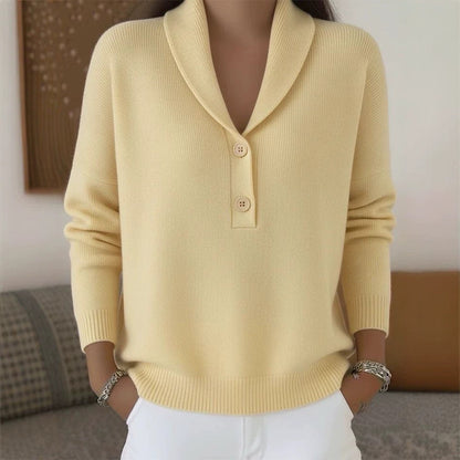 Women's Polo Collar Button Knit Sweater Pullover