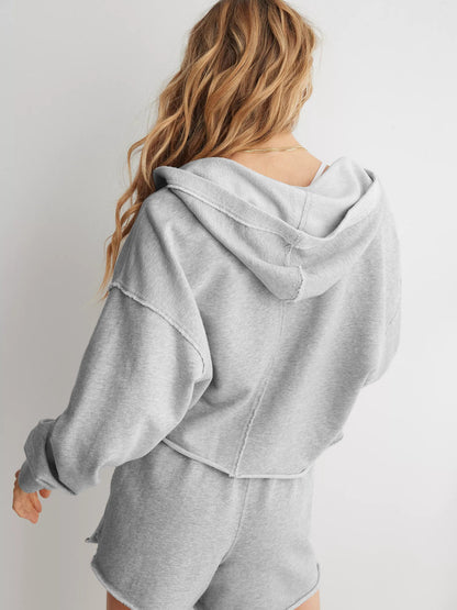 Oversized V Neck Hooded Sweatshirt Pullover Top
