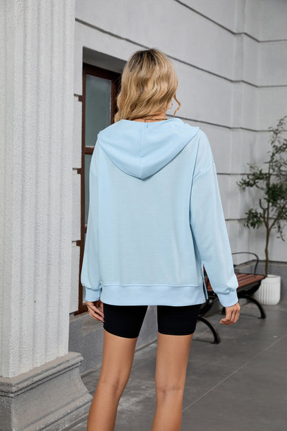 Womens Half Zip Hoodie Oversized Pocket Sweatshirt