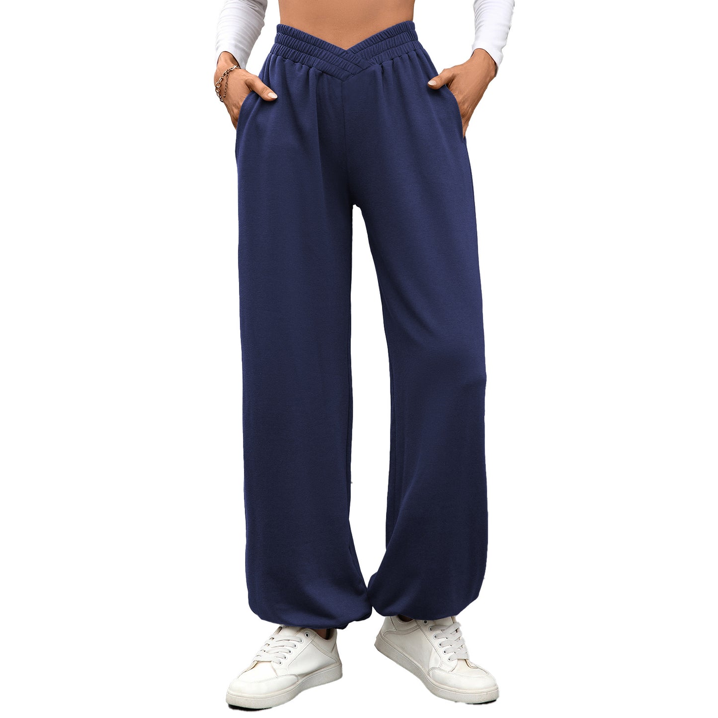 Women's Crossover Waist Baggy Joggers with Pockets