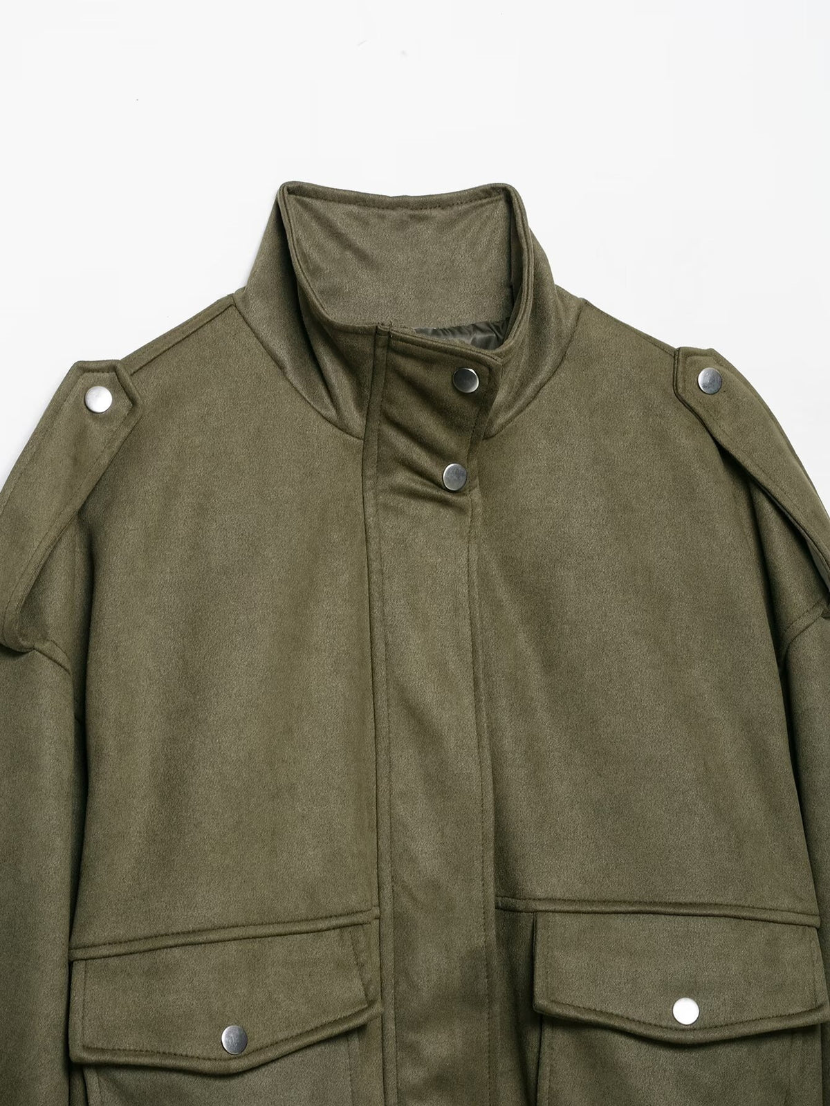 Women's Oversized Faux Suede Bomber Jacket Vintage