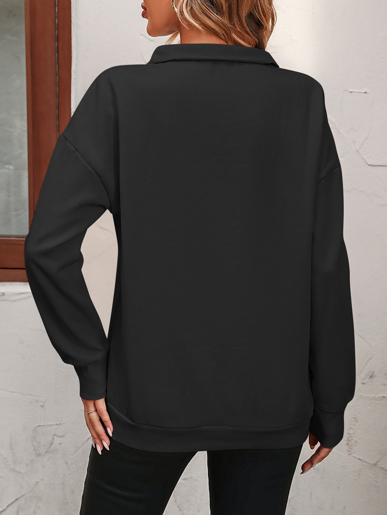 Customizable Half Zip Long Sleeve Casual Pullover Sweatshirt