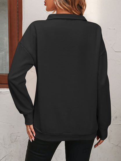 Customizable Half Zip Long Sleeve Casual Pullover Sweatshirt