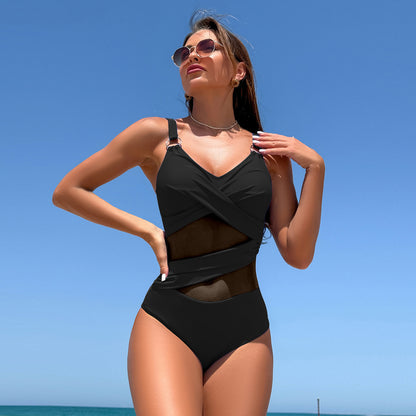 2025 New Women's Sports Bikini One-Piece Swimsuit - Sexy & Quick-Dry Swimwear