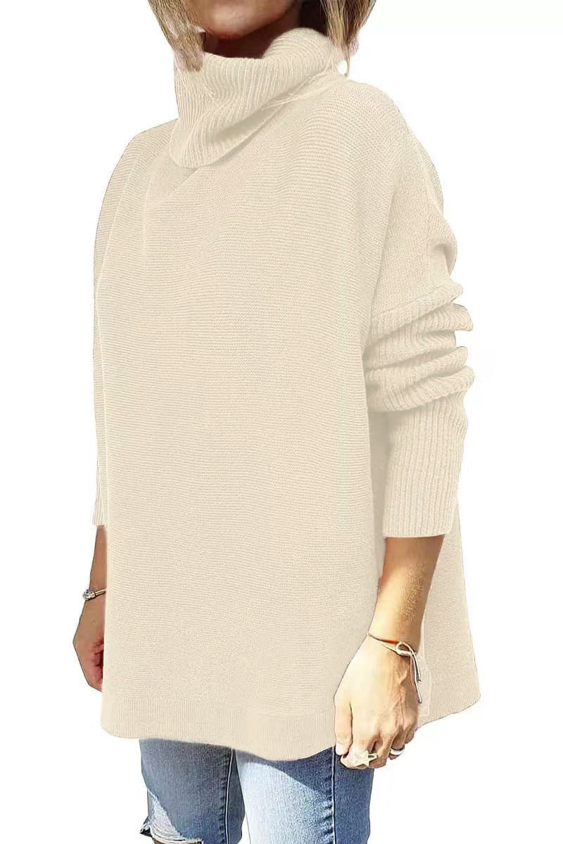 Women's Oversized Turtleneck Batwing Sleeve Sweater Tunic