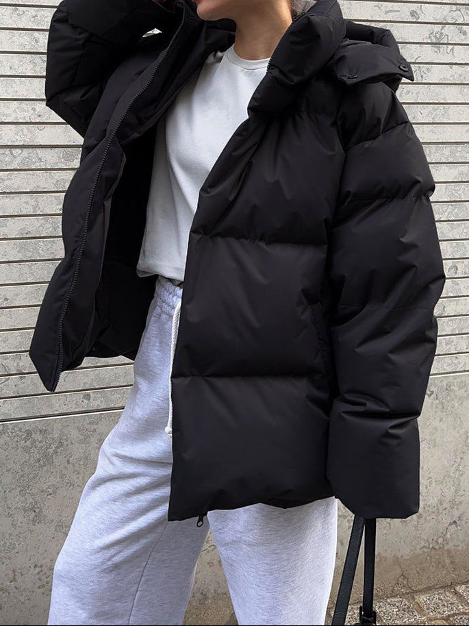Women's Oversized Cropped Puffer Jacket Thick Winter Coat