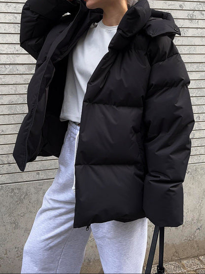 Women's Oversized Cropped Puffer Jacket Thick Winter Coat