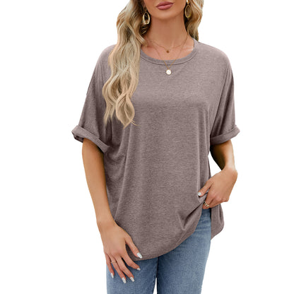 Loose Fit Crew Neck Short Sleeve Casual Basic Tee