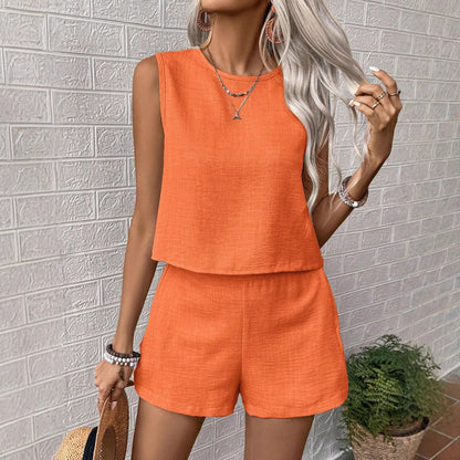 Casual Sleeveless Tank and Shorts Lounge Set