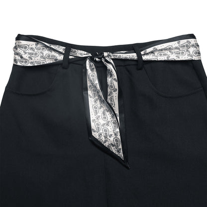 Belted High Waist Pencil Skirt Bodycon Mini Vintage Navy