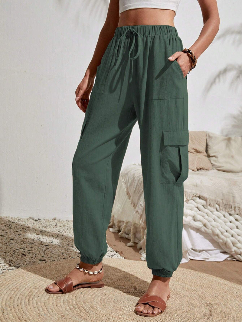 Spring/Summer Solid Color Pocket Casual Work Pants