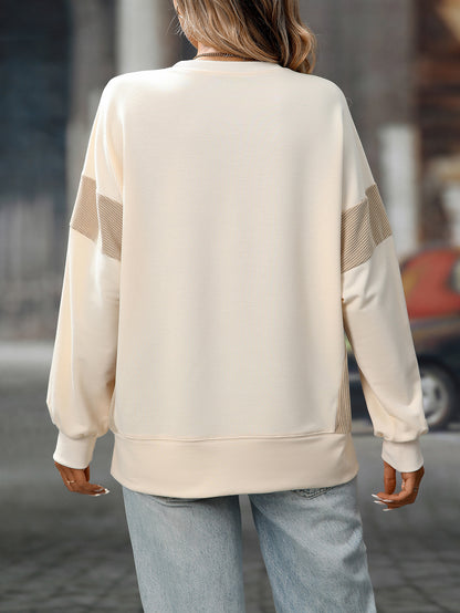2025 Fall/Winter Colorblock Crew Neck Sweatshirt – Loose Casual Pullover