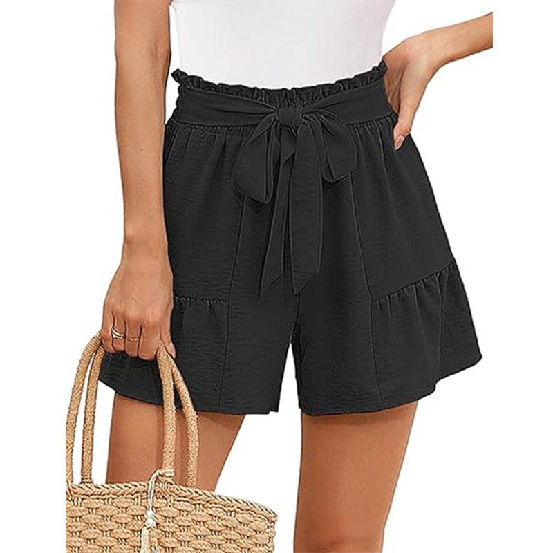 Women's High-Waisted Ruffle Shorts – Tie Waist Summer Beachwear