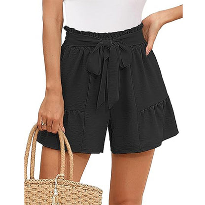 Women's High-Waisted Ruffle Shorts – Tie Waist Summer Beachwear