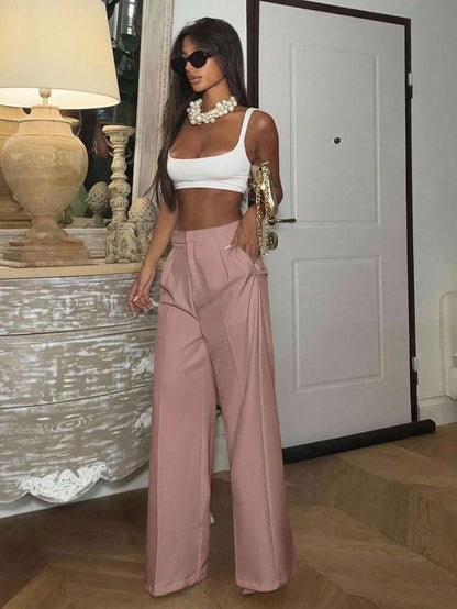 High Waisted Wide Leg Dress Pants Casual Work Trousers
