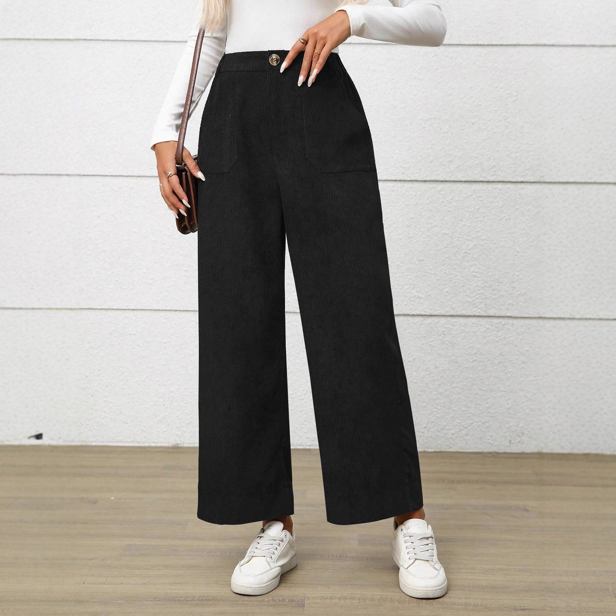 Women's Corduroy Wide Leg Pants with Pockets