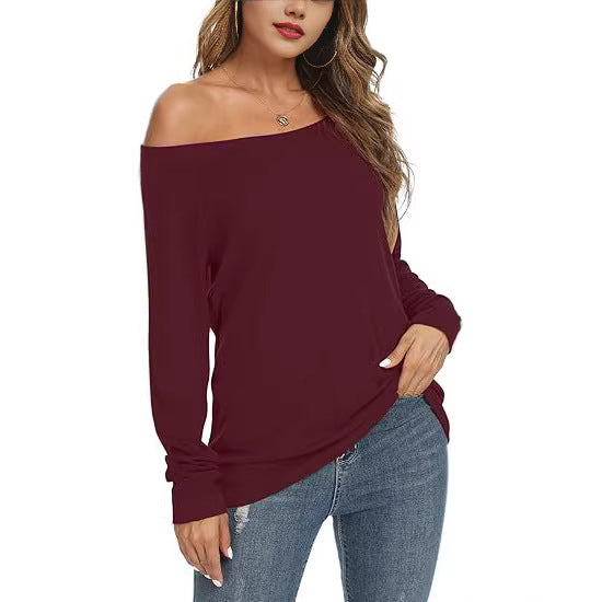 Women's Off Shoulder Long Sleeve Knit Sweater Top