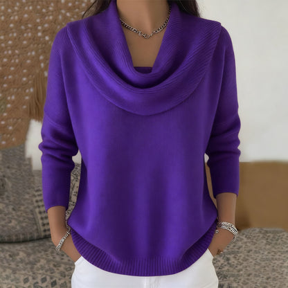 Women's Oversized Cowl Neck Knit Pullover Sweater