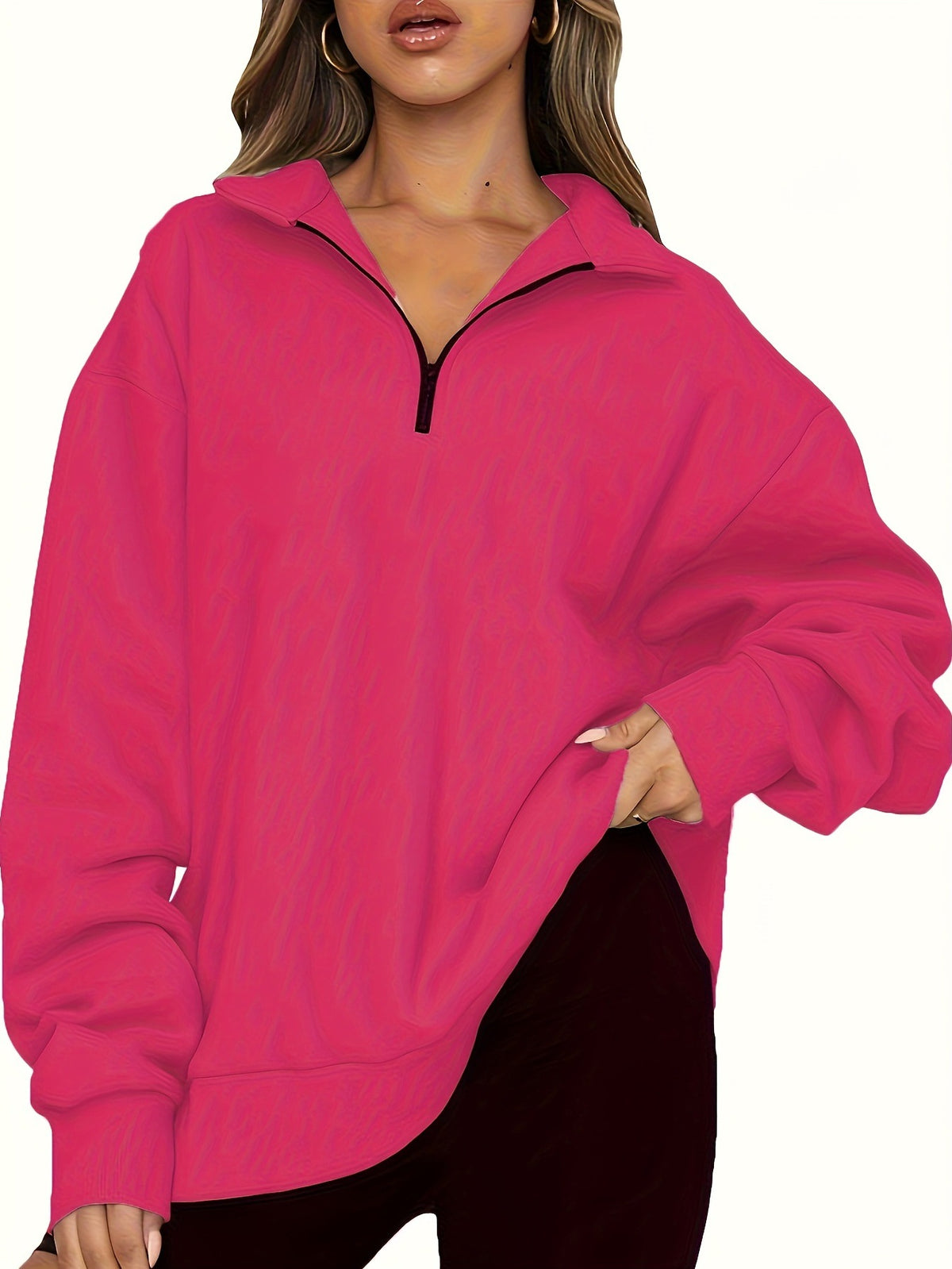Women's Oversized Half Zip Sweatshirt Long Sleeve Pullover