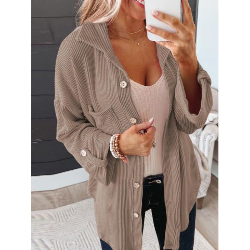 Women's Oversized Waffle Knit Button Down Shacket