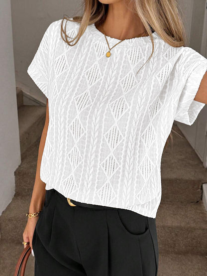 Women’s Textured Jacquard Short Sleeve Casual Tee