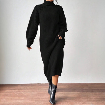 Ribbed Turtleneck Maxi Sweater Dress