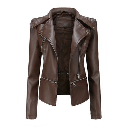 Womens Faux Leather Moto Jacket Detachable Hem Biker