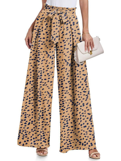 Women's Tie Waist Paperbag Wide Leg Pants