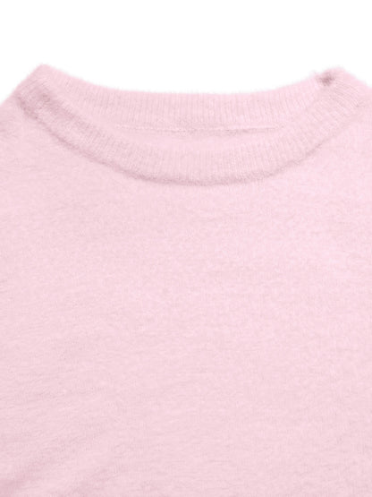 Pink Fuzzy Off Shoulder Sweater Oversized Pullover