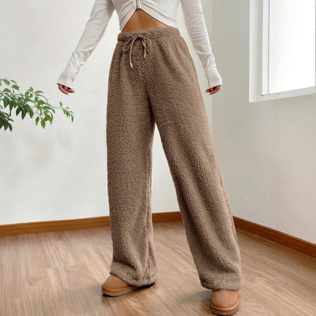 Women's Sherpa Fleece Wide Leg Cozy Winter Lounge Pants