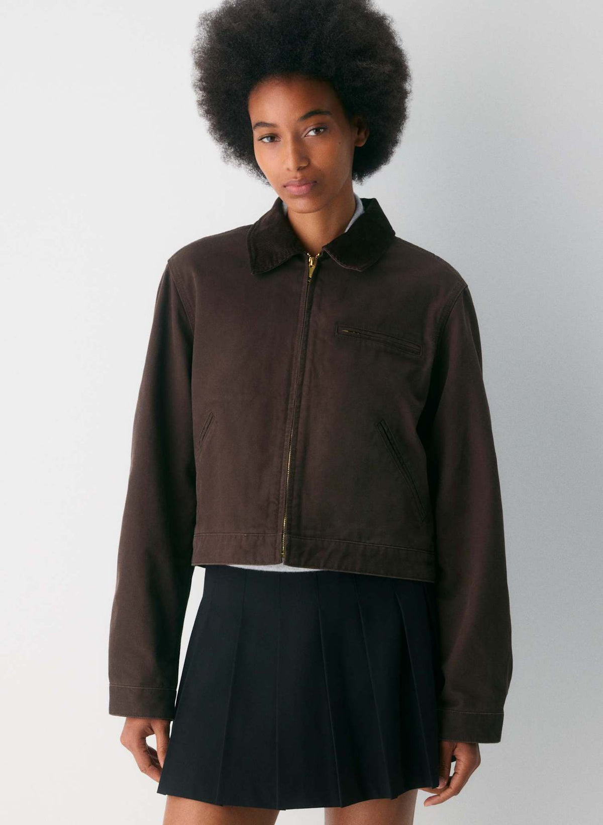 Women's Cropped Barn Jacket Vintage Workwear Zip