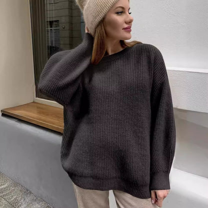 Cozy Faux Mink Knit Sweater Women Loose Fit Fall Winter