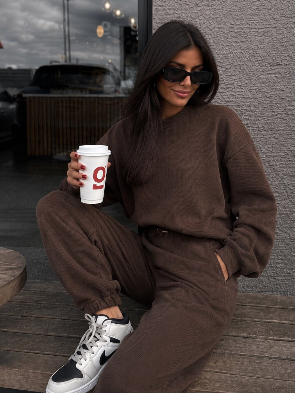 Women's Oversized 2 Piece Sweatshirt Jogger Set