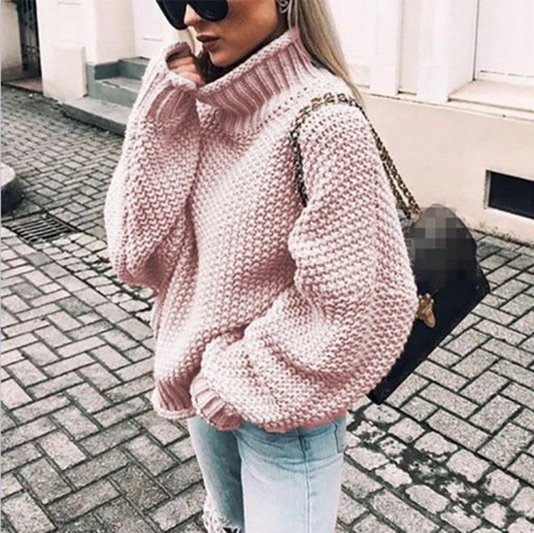 Women's Chunky Oversized Turtleneck Batwing Sweater