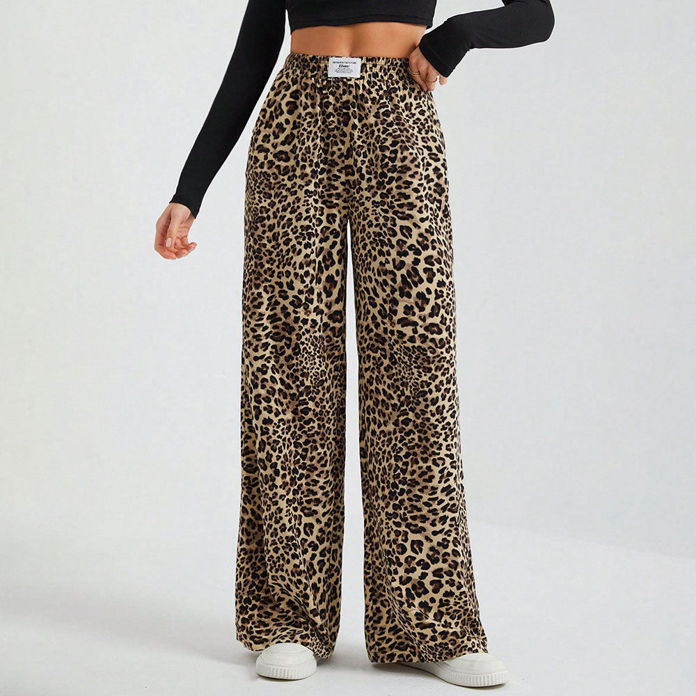 Camo Wide Leg Pants Drawstring Casual Lounge Pants