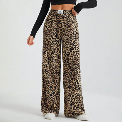 Camo Wide Leg Pants Drawstring Casual Lounge Pants