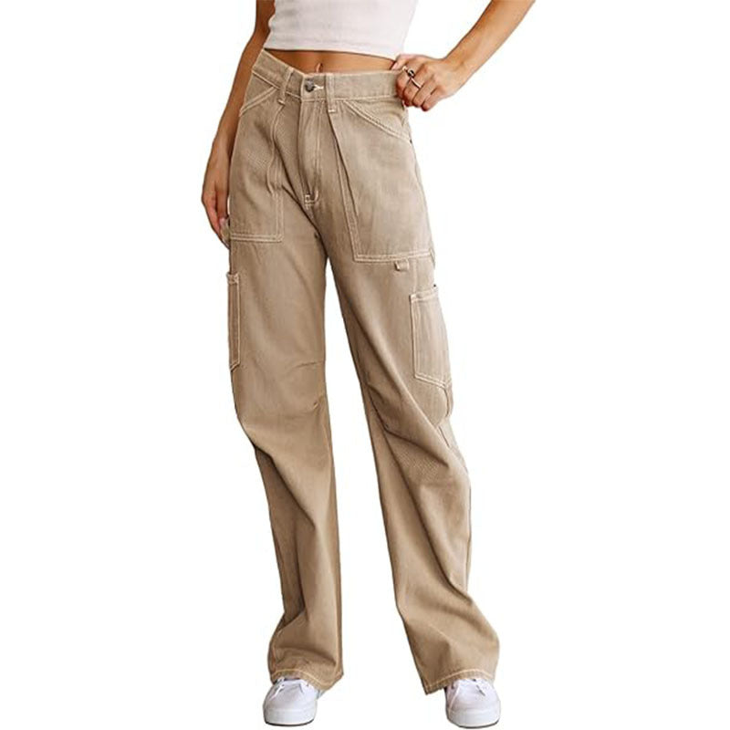Women's High Waist Loose Cargo Pants with Pockets Streetwear