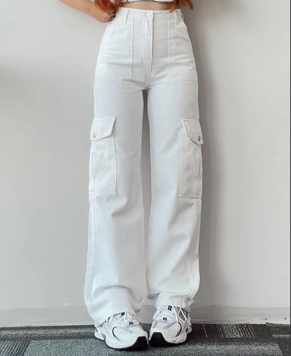 Women's Cotton Straight Leg Cargo Pants Casual