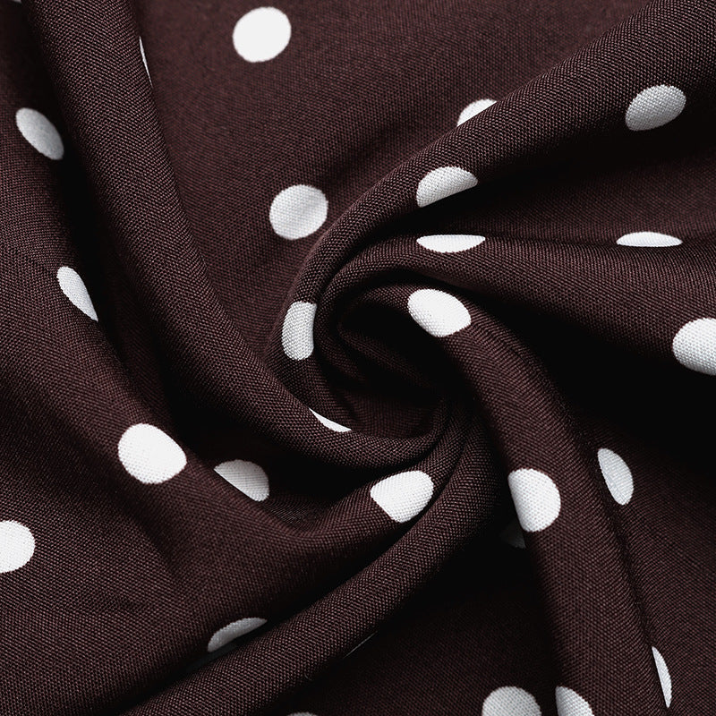 Black Polka Dot Halter Deep V Maxi Dress Summer