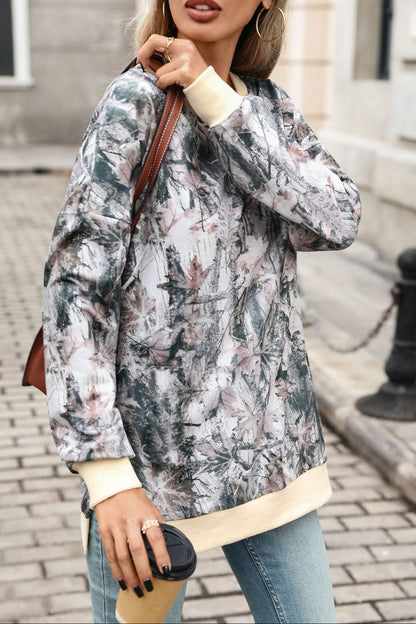 Women's Crewneck Sweatshirt Camo Print Long Sleeve Pullover