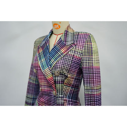Women Plaid Blazer Pants Set Trendy Two Piece Suit